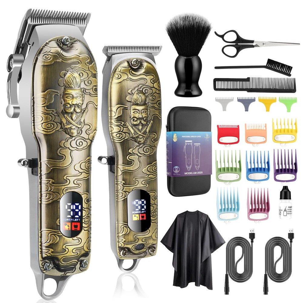 Professional Hair Clippers & Beard Trimmer Set for Men - Barber Grade