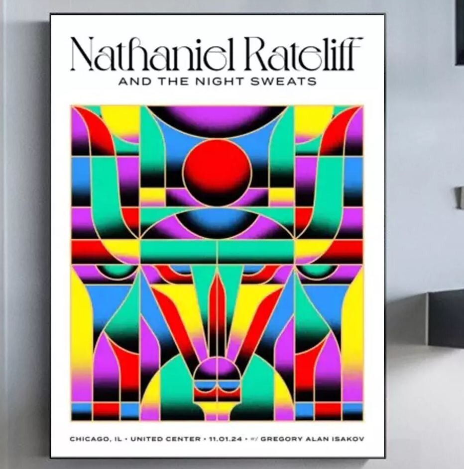 Poster Nathaniel Rateliff Nov 1, 2024 United Center, Chicago, IL Tour Poster