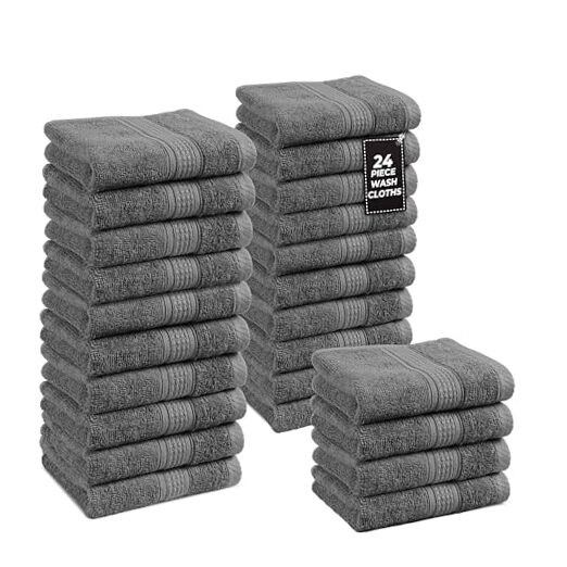 24-Piece Premium Grey Washcloths for Spa & Salon Use