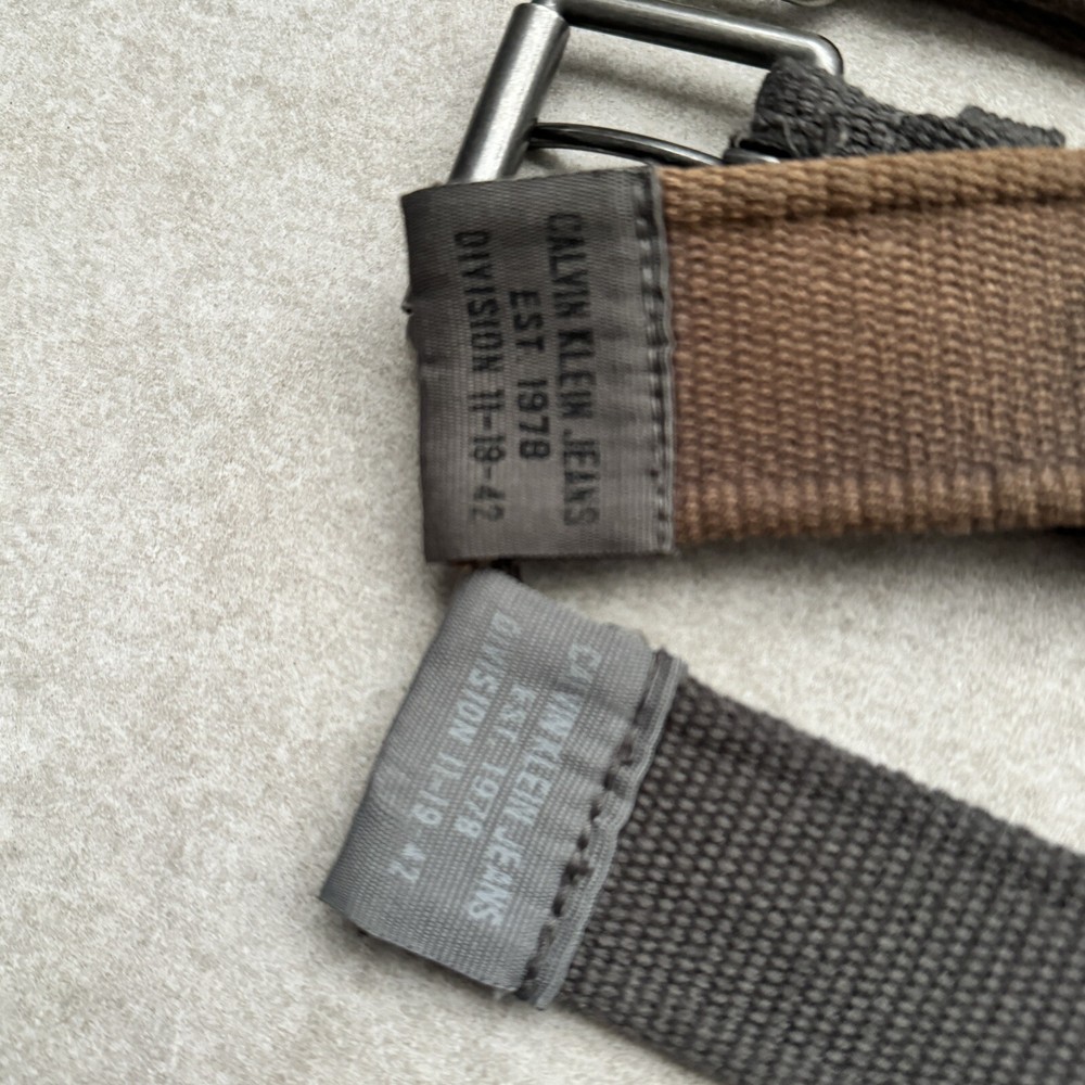 Vintage Calvin Klein Jeans Belts Size 30 And 34 Military Tactical Gray Brown