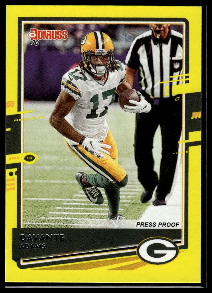 2020 Donruss Davante Adams Press Proof Yellow Color Match #105 Rare Football Card