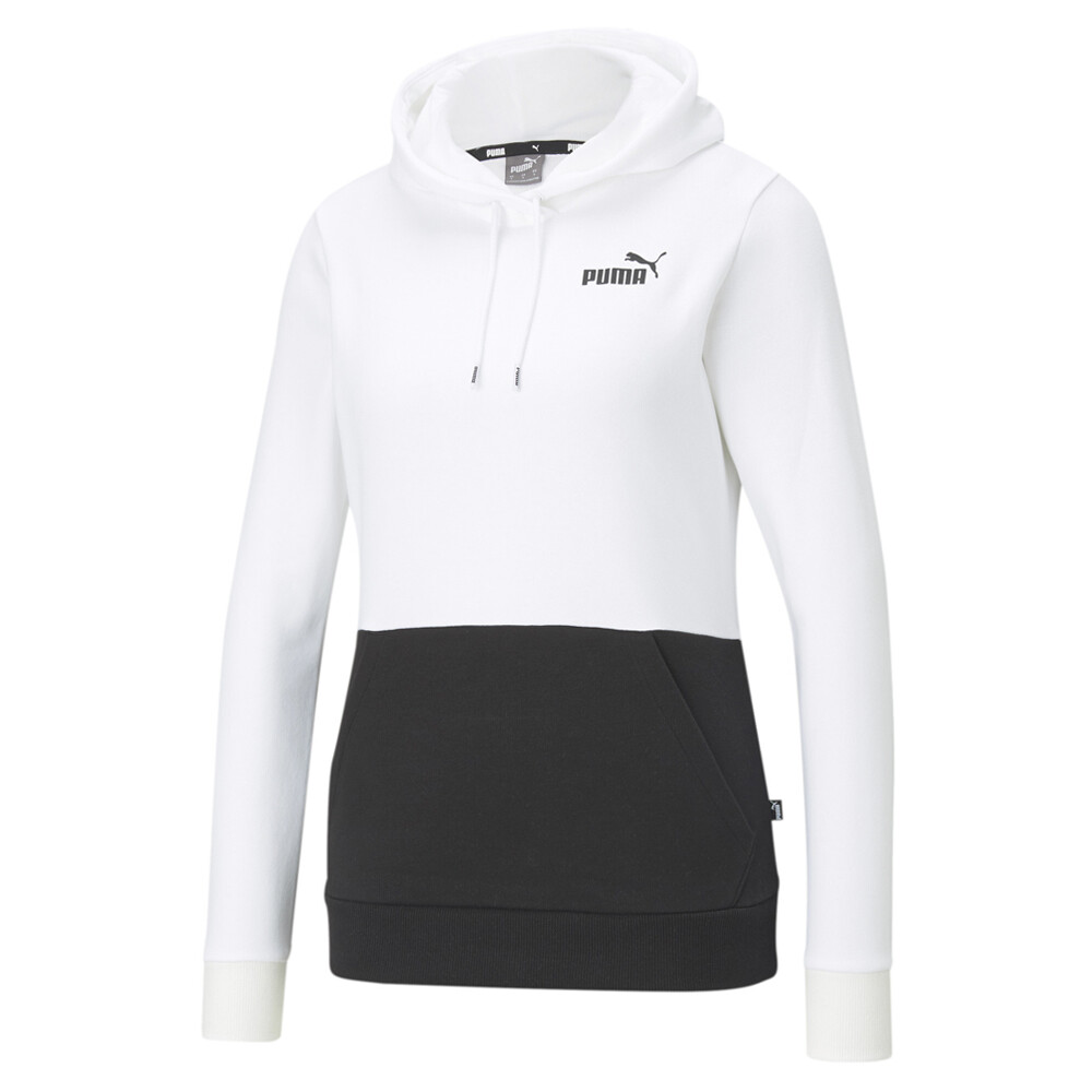 PUMA Essentials Colorblock Pullover Hoodie Womens White Casual Outerwear 5879100