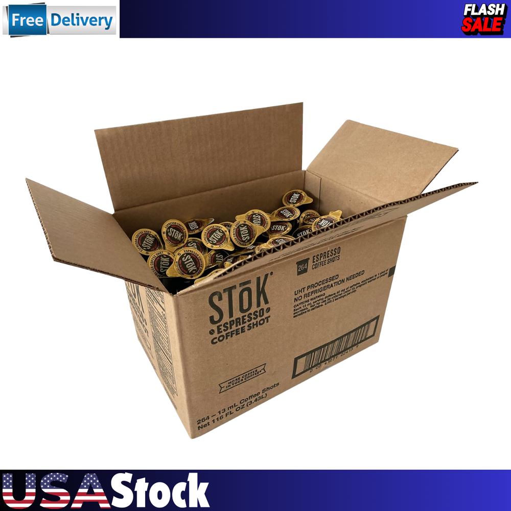 Stok Cold Brew Espresso Coffee Shots, Unsweetened, 0.43 Fl Oz (Pack Of 264)