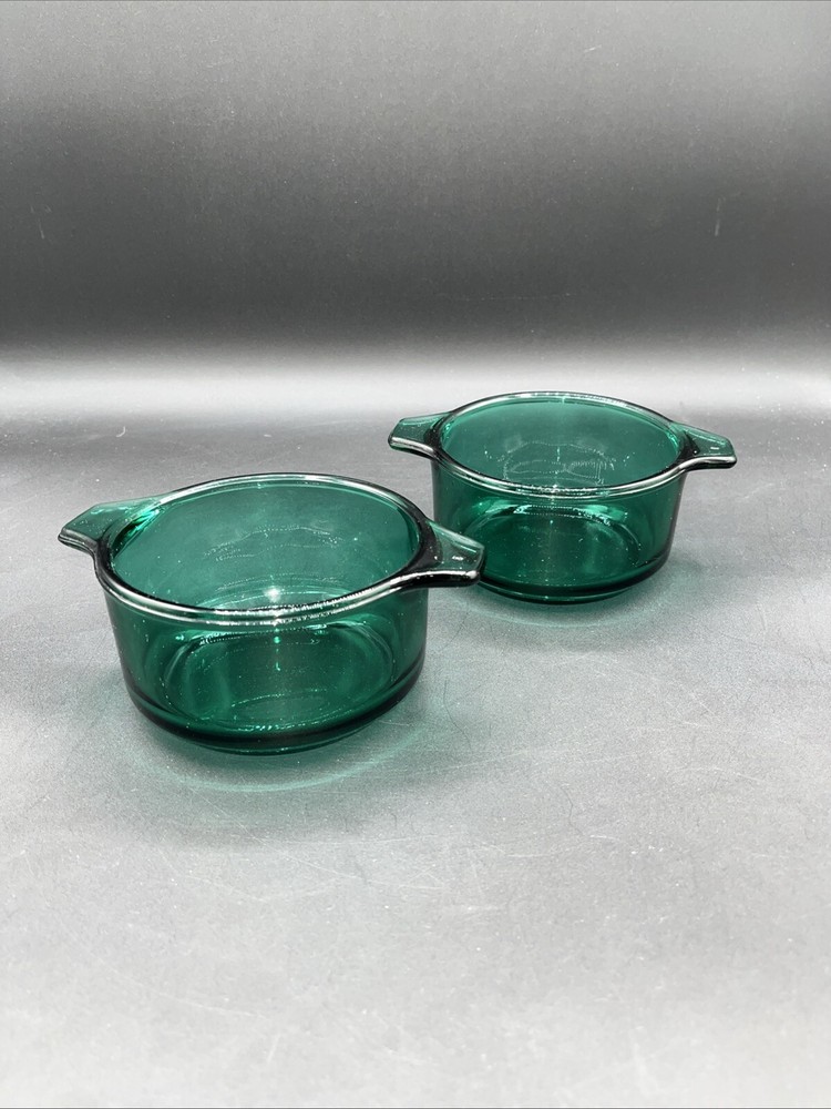 Vintage Libbey Forte Crisa Mexico Green Handled Bowl