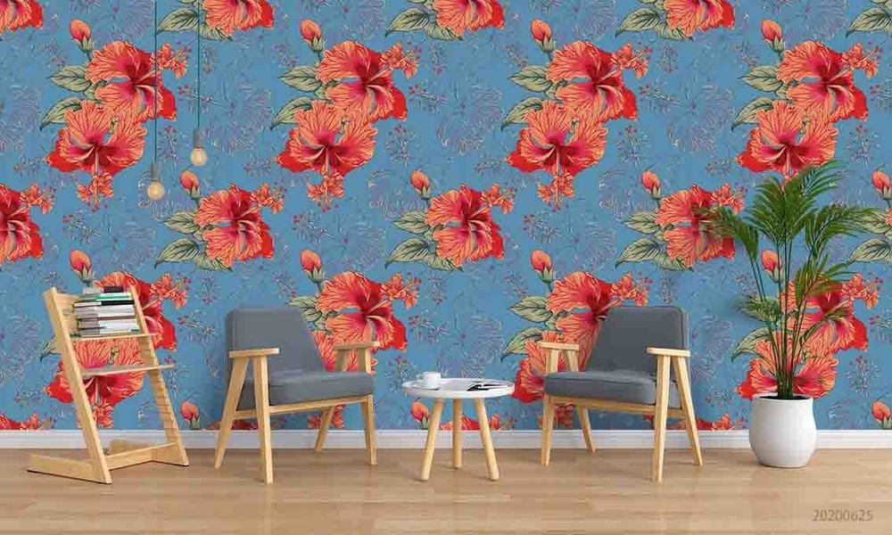 3D Leaves Flora Watercolor Pattern Wall Murals Wallpaper Murals Wall Sticker 2