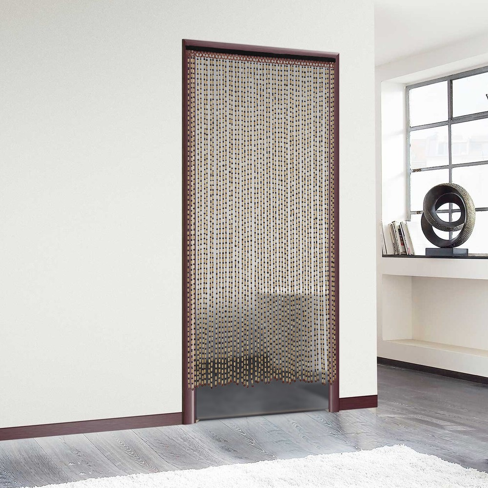 74.8 Inch Boho Natural Wood and Bamboo Beaded Curtain for Doorway Room Divider