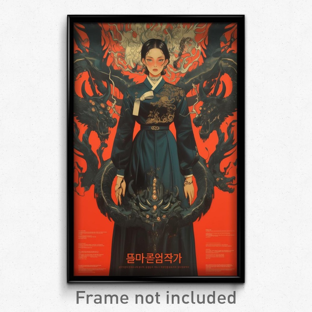 Korean Movie Poster - Woman Feeling Disgruntled, Stylish Long Dress (Art Print)