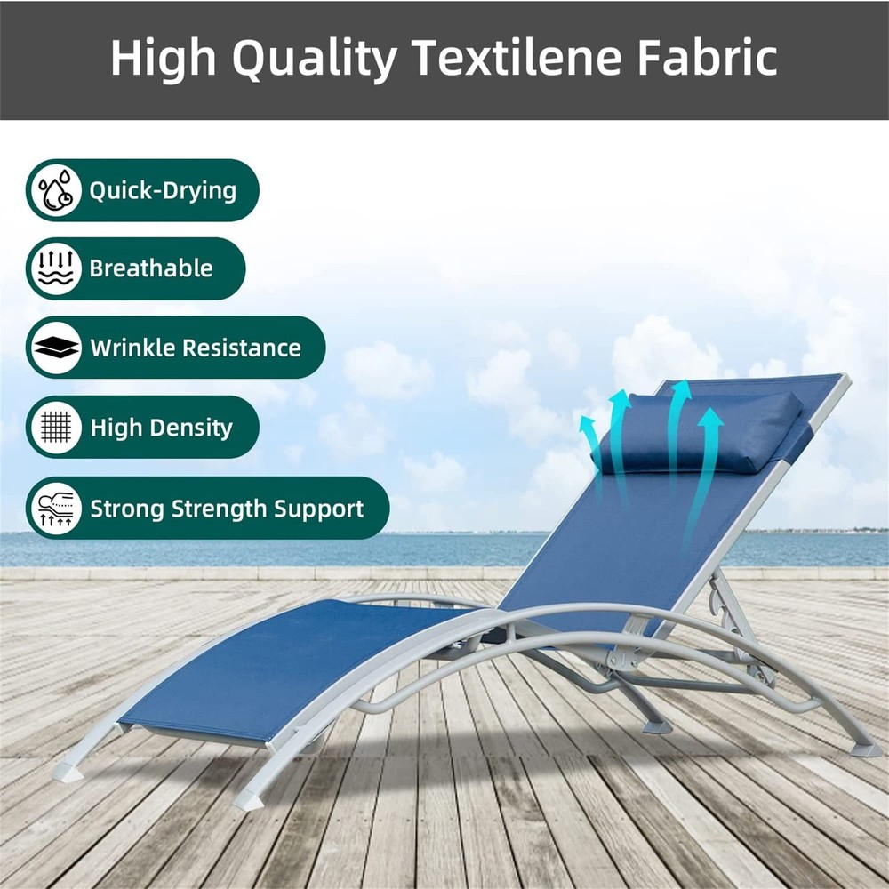 Adjustable Aluminum Chaise Lounge with Durable Metal Side Table