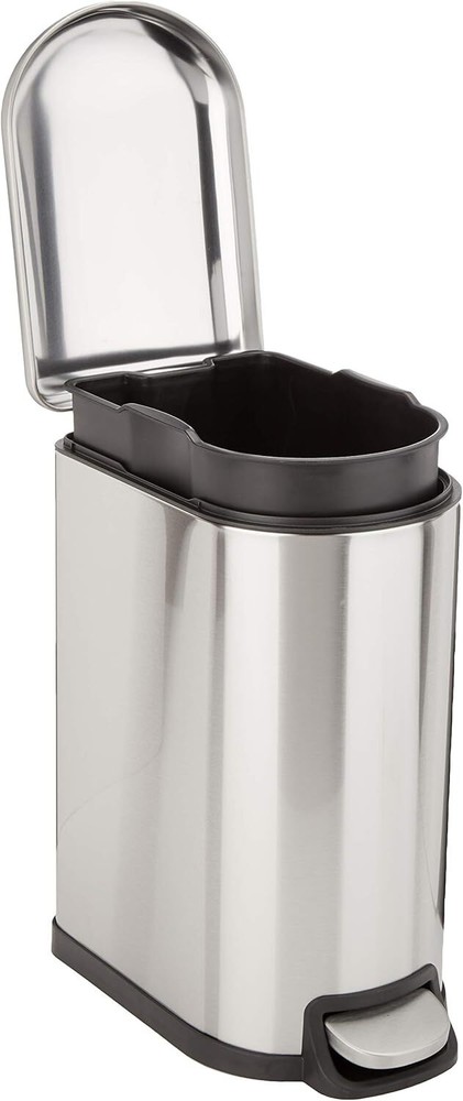 - Rectangular Smudge Resistant Small Trash Can With Soft-Close Foot Pedal f...