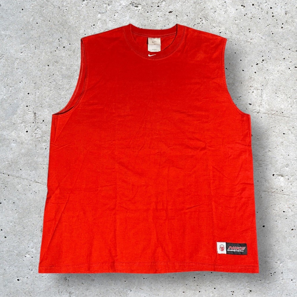 Vintage Nike Shirt Mens XL Red Tank Top Embroidered Center Swoosh Mini 90s USA