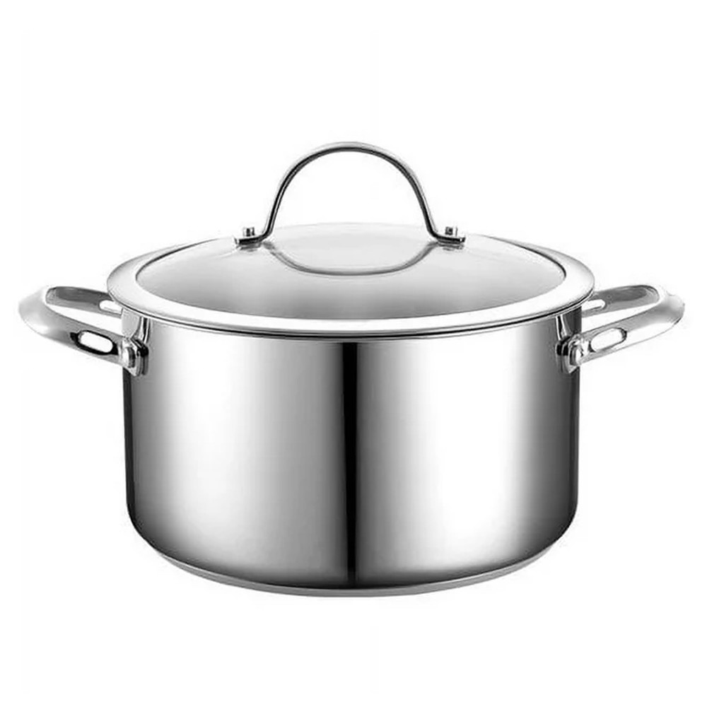 6-Quart Stainless Steel Dutch Oven with Glass Lid for Casseroles