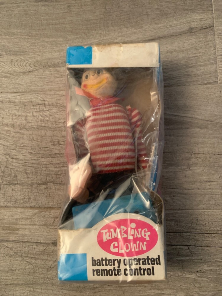 Vintage Tumbling Clown Straco Remote Control Toy with Box Hong Kong Made