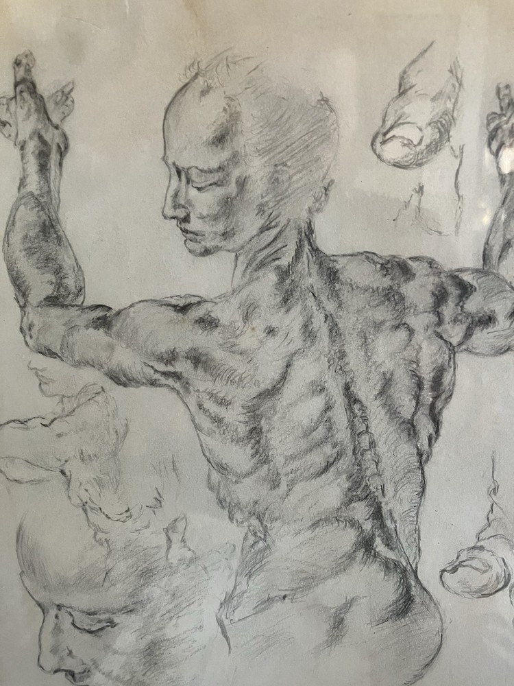 Michelangelo 1980 Pencil Sketch Copy of Libyan Sibyl