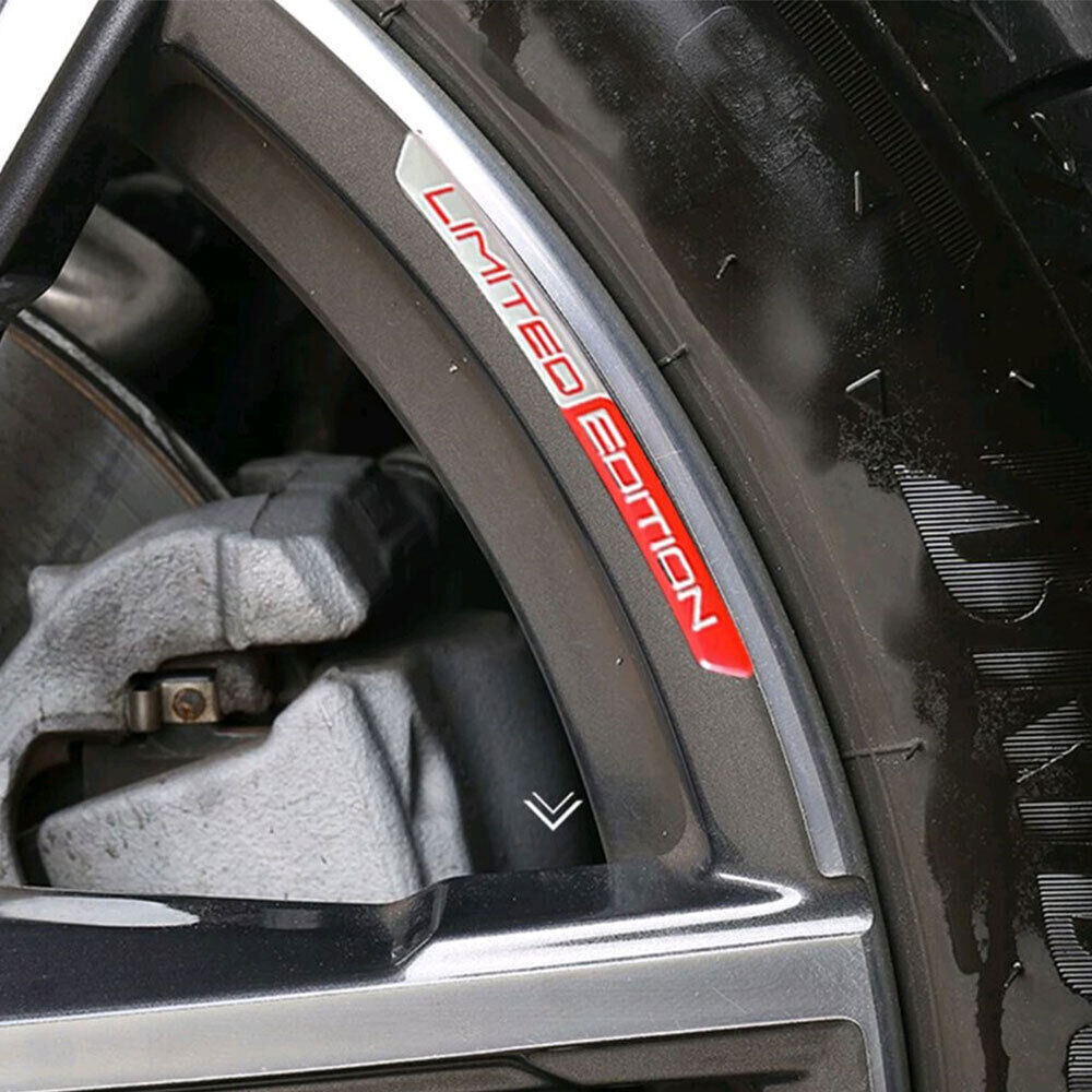 4Pcs Red LIMITED EDITION Car Wheel Hub Sticker Emblem Tire Badge Accessories