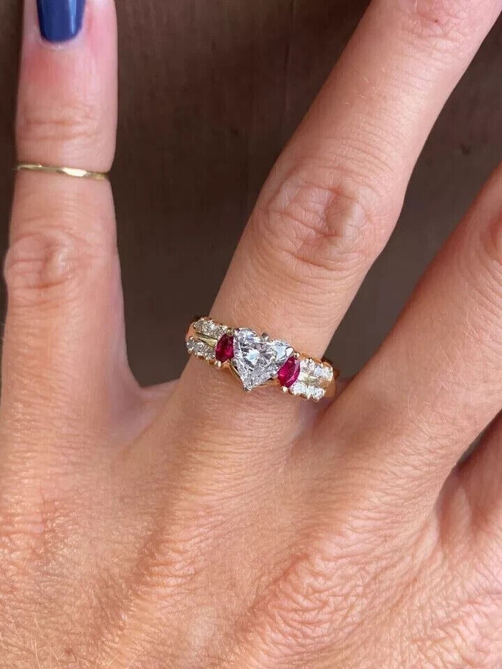 2Ct Heart Cut Simulated Diamond Stunning Wedding Ring In 14K Yellow Gold Plated