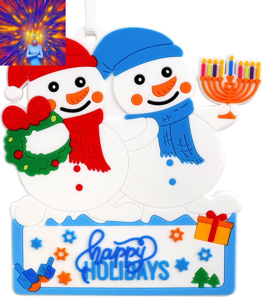 Christmas Hanukkah Ornament Snowman Hanging Decoration Happy Hanukkah Merry Chri