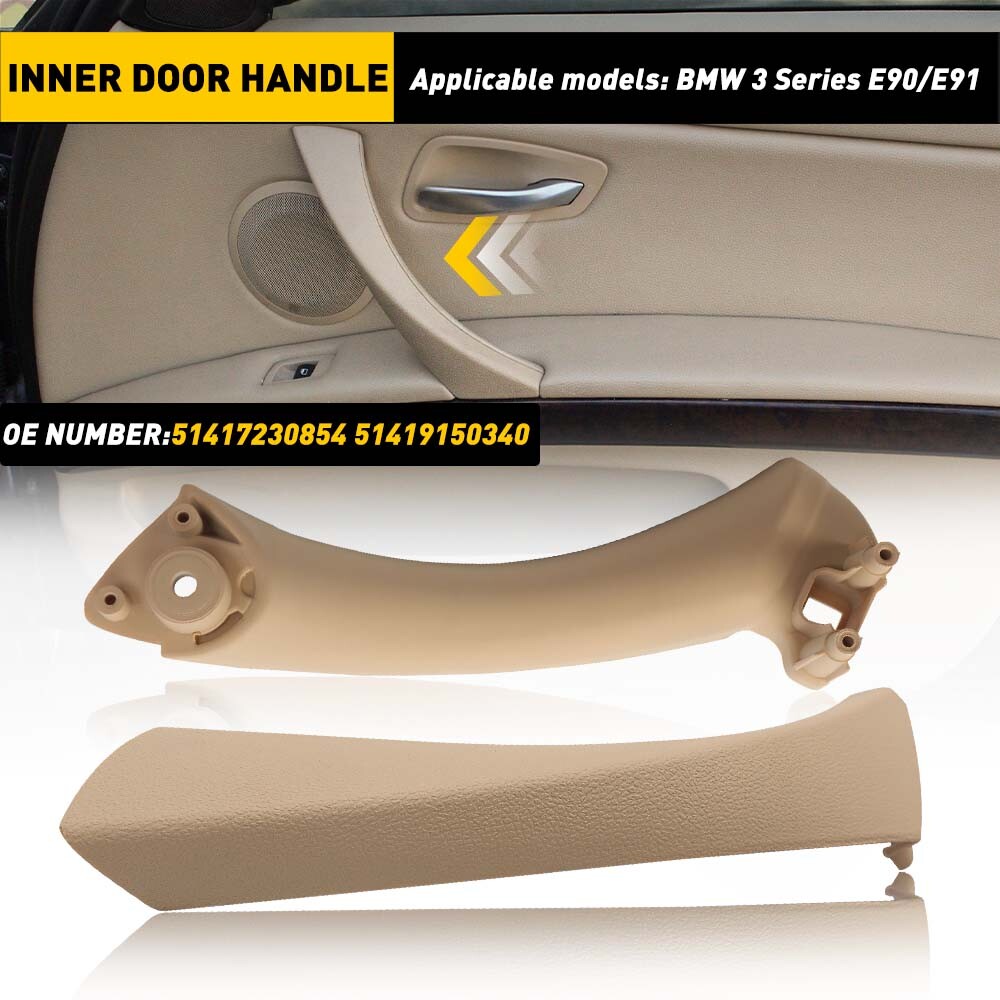 Beige Right Inner Door Panel Handle Pull Outer Trim Cover For 2004-12 BMW E90 I
