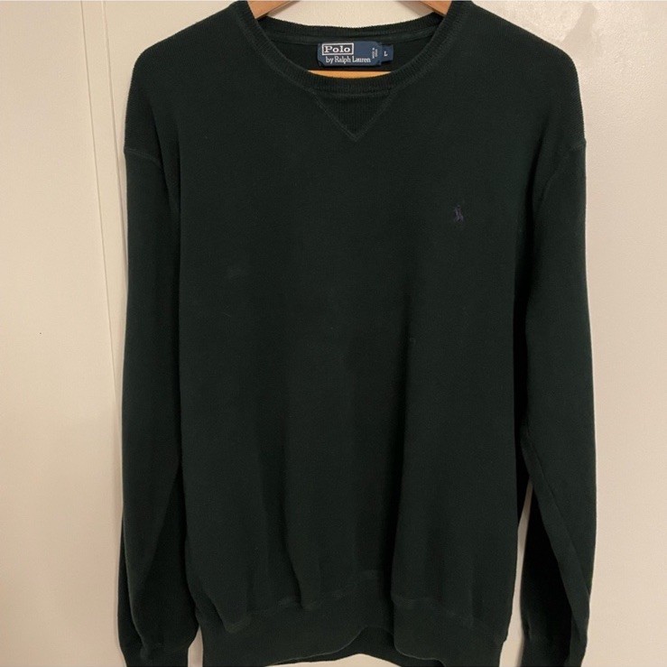 Vintage Polo Ralph Lauren Men's  Green Crew neck Sweater Size L  Cotton, Preppy