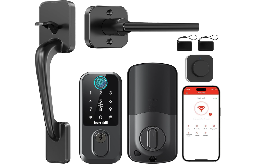 Hornbill WiFi Smart Deadbolt Lock Keyless Entry Front Door Handle Set