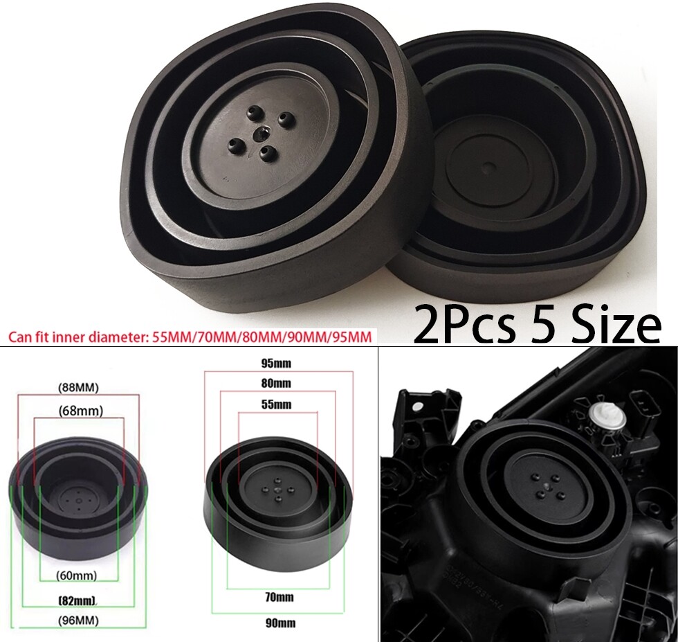 2Pcs Car Headlight Dust Cover Housing Seal Cap LED Light Universal Sealed Rubber