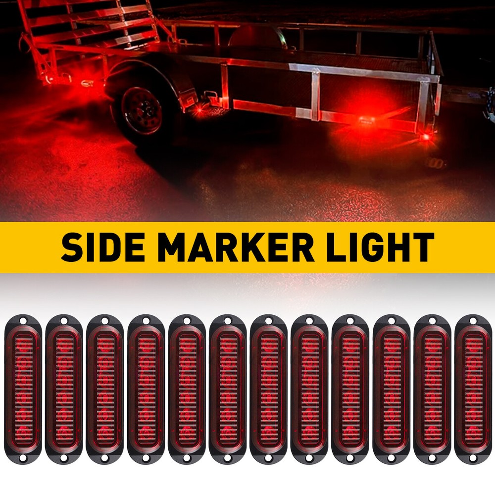 12 Red LED Marker Side Clearance Light Waterproof Fit Trailer Lorry Truck RV SUV