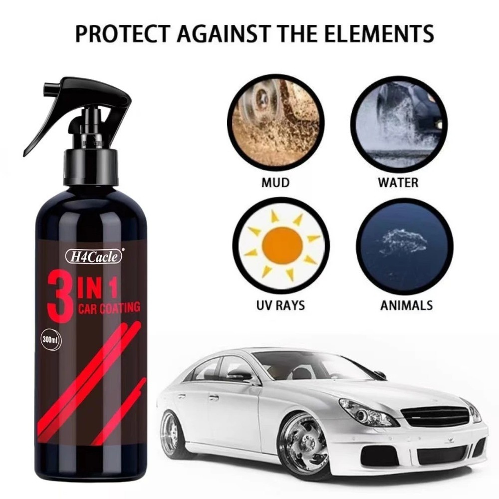 3-in-1 Ceramic Coating Spray Car Wax Polish Nano Protection Scratch Repair 300ml