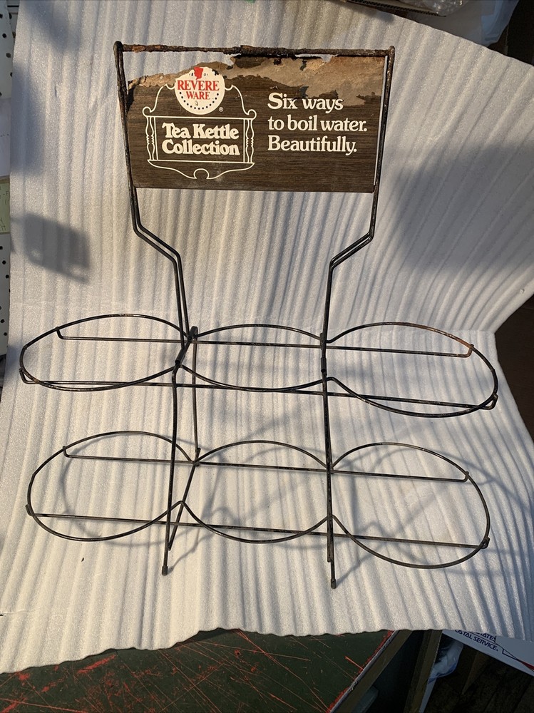 1801 Revere Ware Tea Kettle Collection store counter display sign & metal rack
