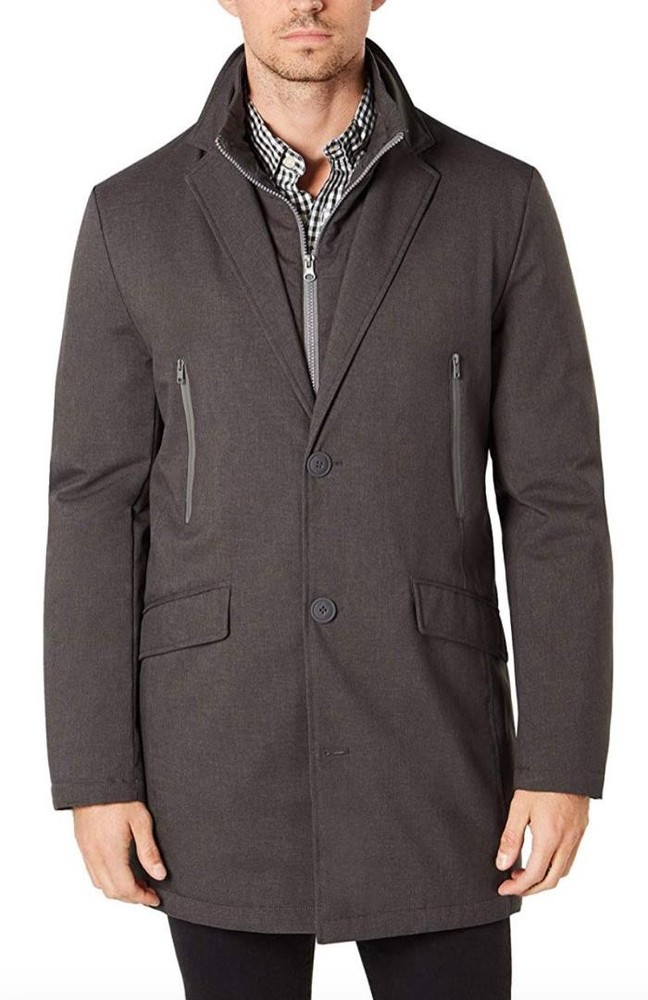 Tommy Hilfiger Men Gray Modern-Fit Robert Raincoat Size 40 R New $395