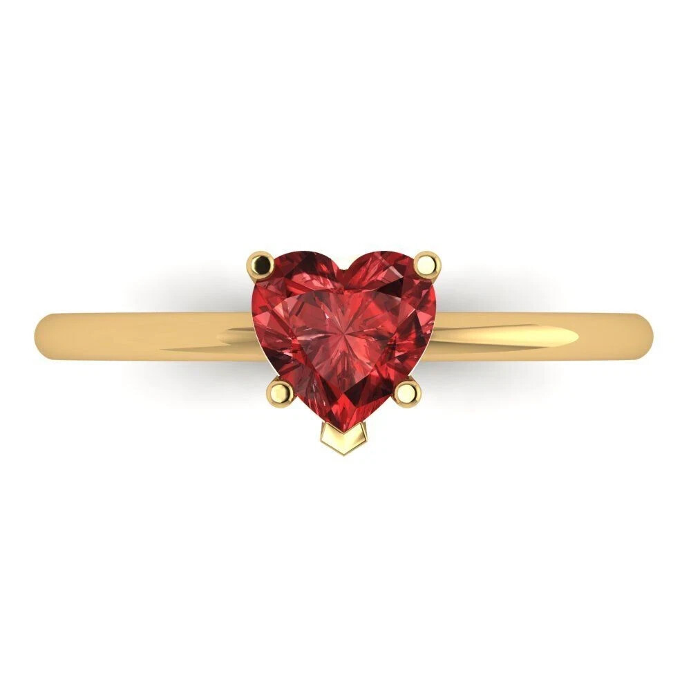 2ct Lab-Created Red Garnet Heart Bridal Promise Ring in 14k Gold Plated