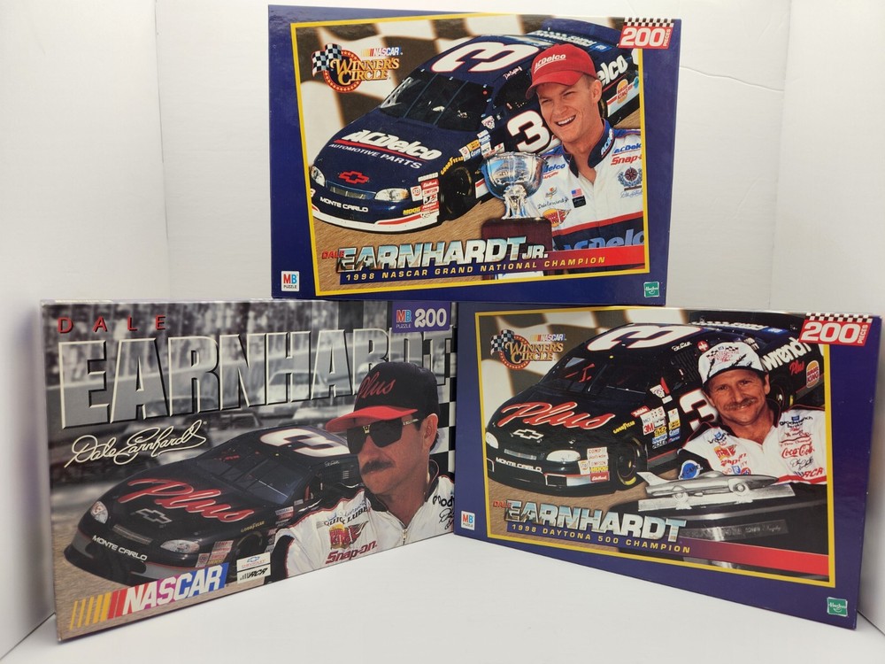 NASCAR Winners Circle Dale Earnhardt and Earnhardt Jr 200pc Puzzles Set of 3