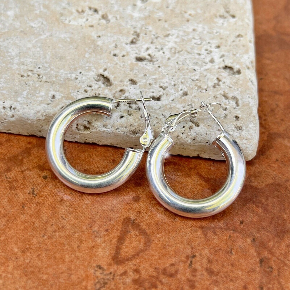 Ladies 925 Sterling Silver HypoAllergenic 1 inch Medium Size Tube Hoop Earrings