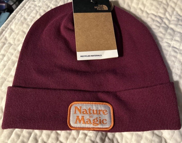 The North Face Recycled Beanie Burgundy Nature Is Magic Hat NWT