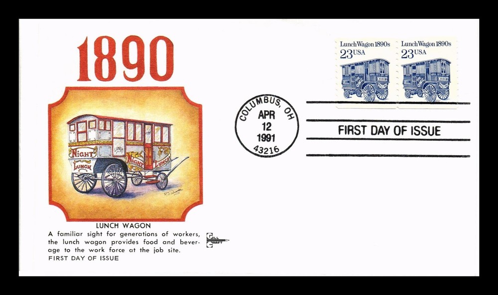 DR Jim Stamps US Transportation Series Lunch Wagon FDC Gill Craft Cachet