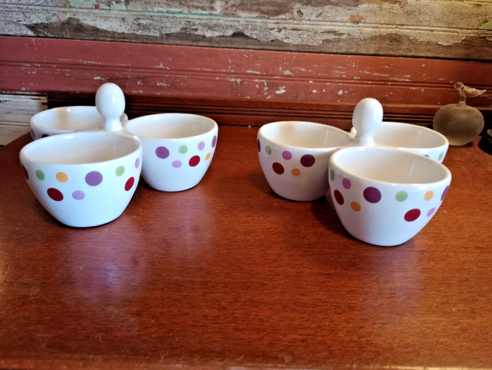 Pampered Chef Simple Additions Dots Trio Condiment Server ~ Dip Bowls ~ SET OF 2