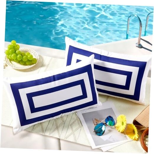 12x20 Navy Blue Frame Outdoor Lumbar Pillow 20