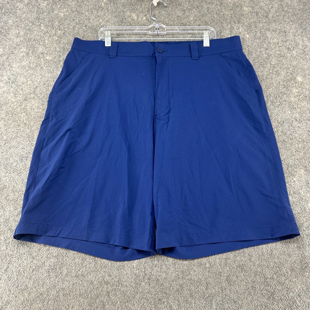 Under Armour Shorts Mens 38 Blue Chino Flat Front Golf Heatgear Stretch Logo