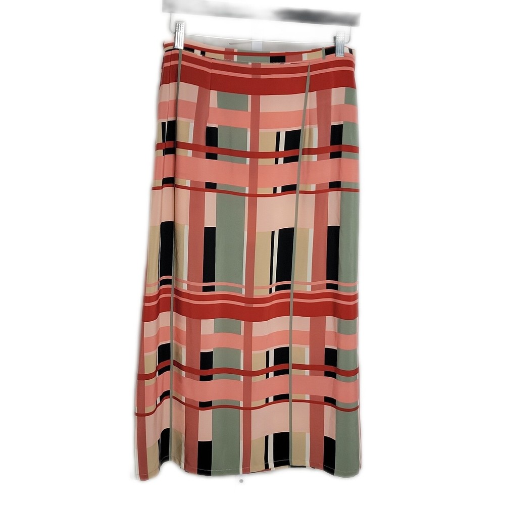 Allyson Whitmore Long Classy Skirt ~ Sz L ~ Stretchy Waist ~ Multicolor Plaid