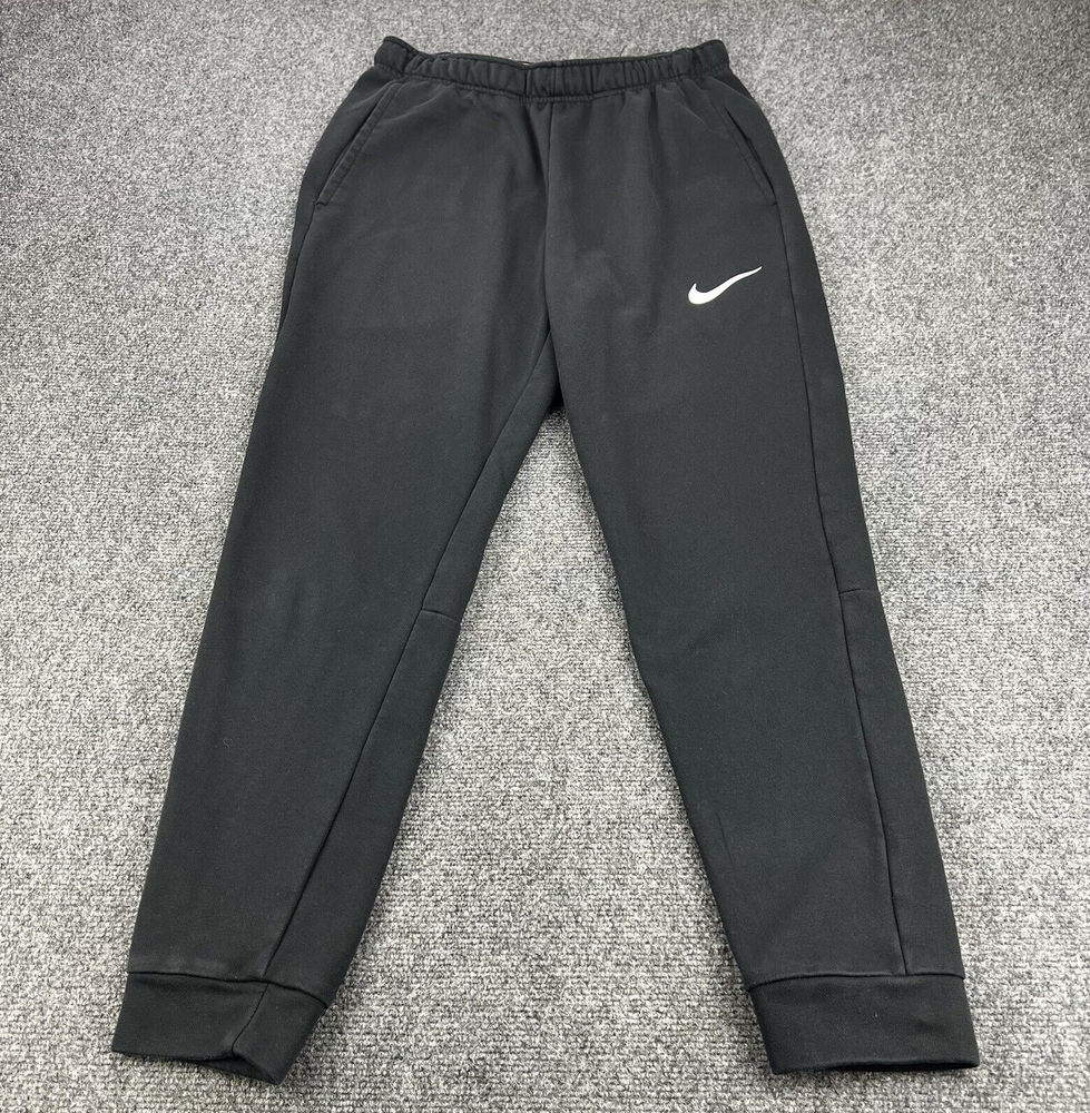 Nike Joggers Mens Medium Black Dri-Fit Running Pants Tapered Workout Gym Swoosh