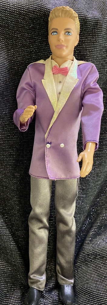 Cute ￼2012 Mattel Barbie Ken Fashionista Doll molded Hair Prom Purple Satin
