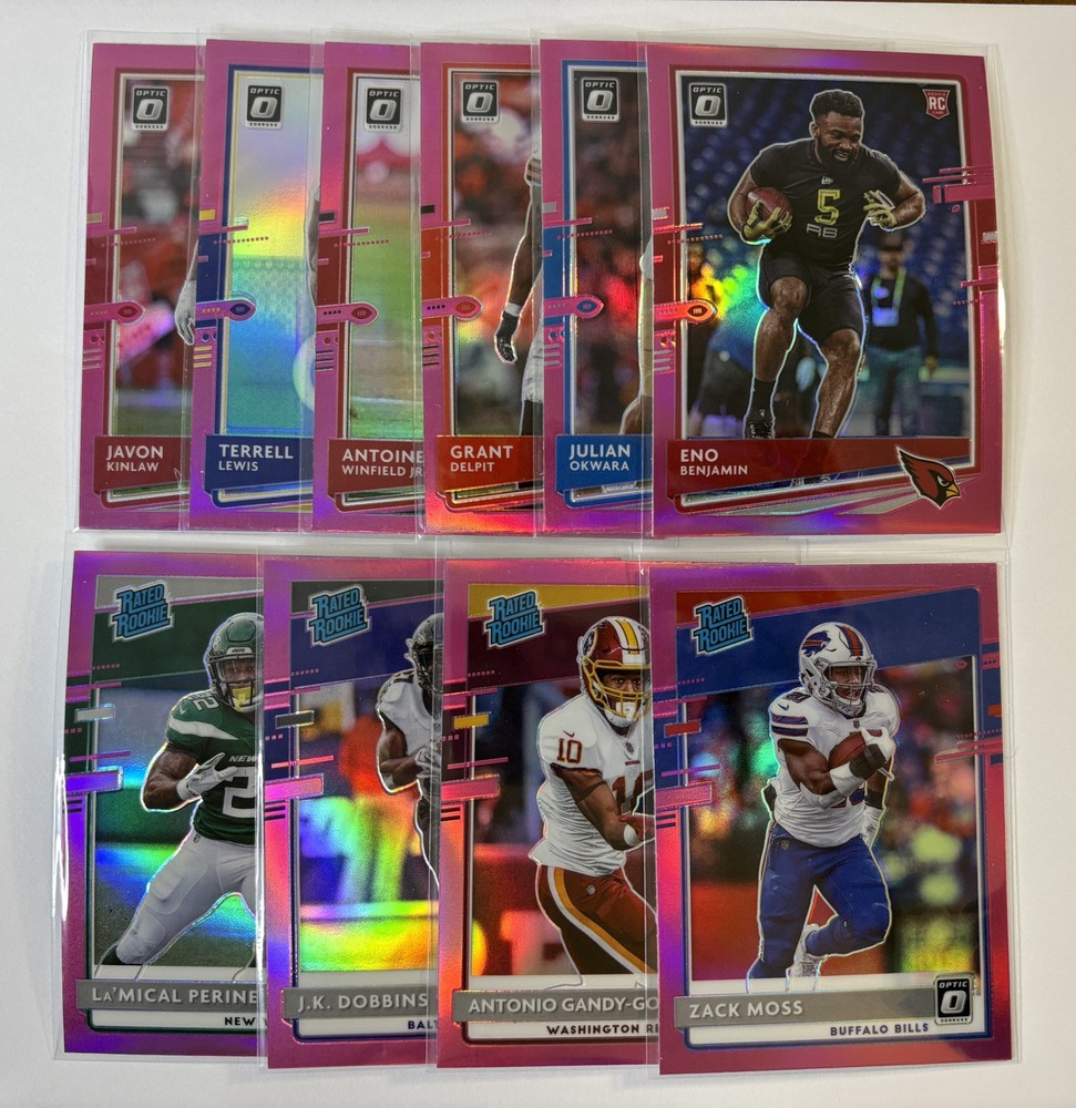Panini Donruss Optic Pink Prizm Rookie Lot (10 Card) Moss Kinlaw Dobbins Okwara
