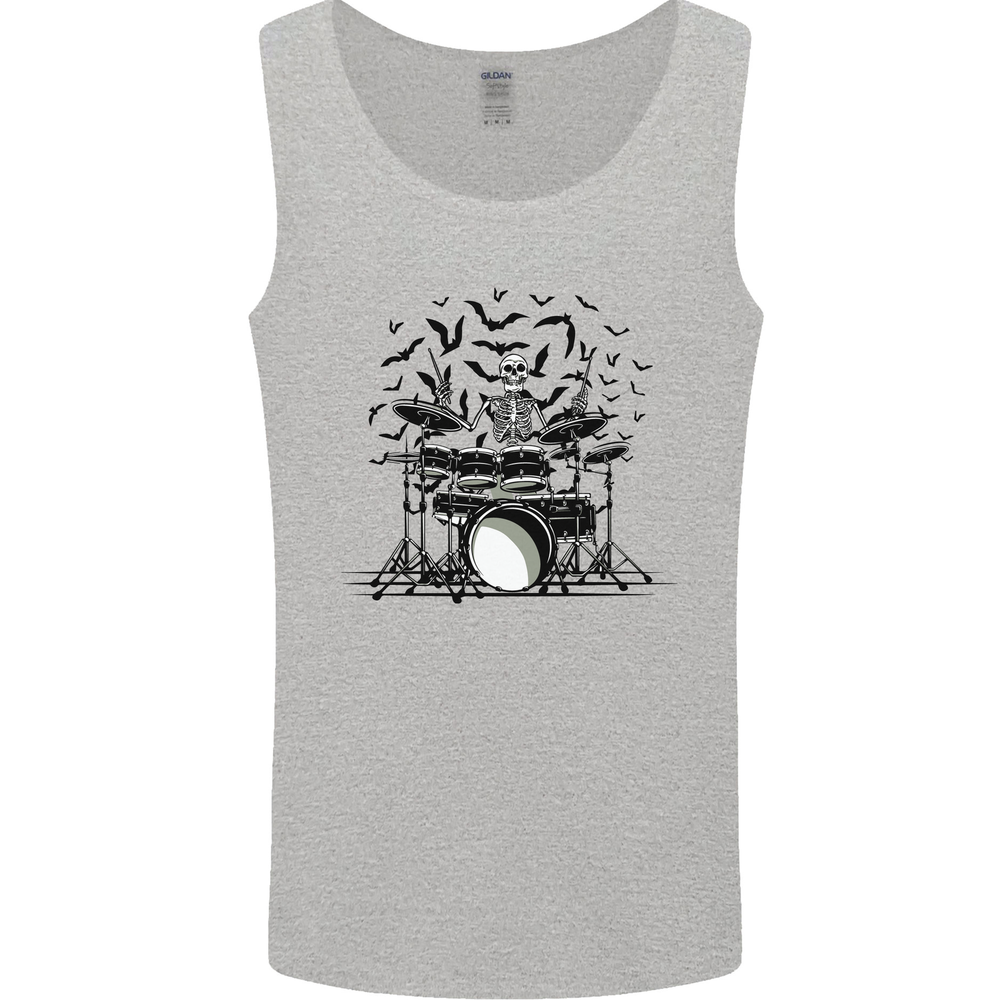 Skeleton Drummer Drumming Drum Skull Funny Mens Vest Tank Top