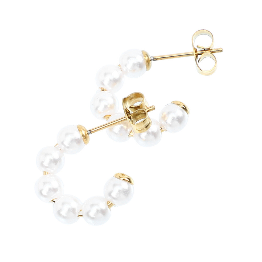 Lightweight Faux Pearl Hoop Earrings for Women – Small Pearl Design