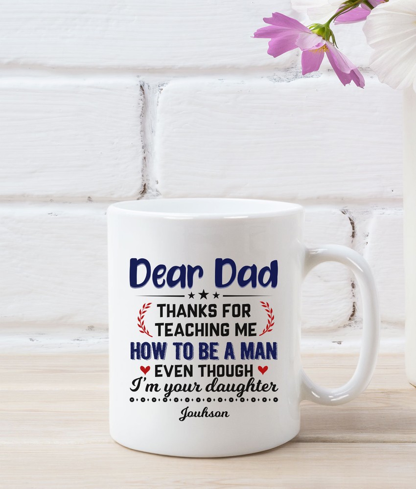 Personalized Dear Dad Mug Father Day Cup Gift For Daddy Dad Daughter Thankful