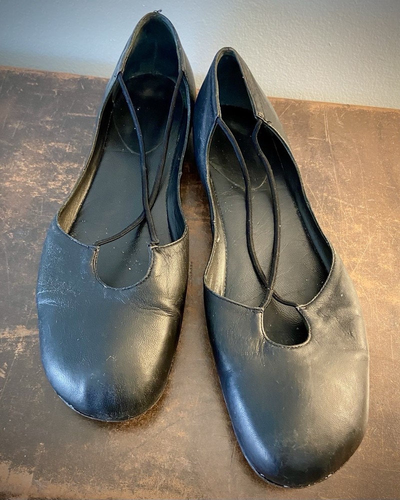 Amalfi Nordstrom Black Leather Ballet Flats SZ 8 Made In Italy