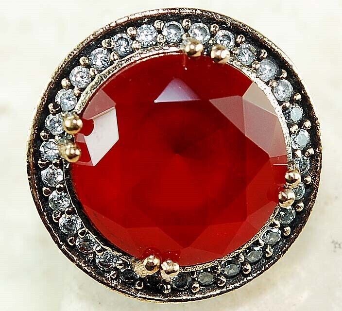 Ottoman Empire Style 5CT Treated Ruby 925 Sterling Silver Ring SZ 8.5 Z1-4