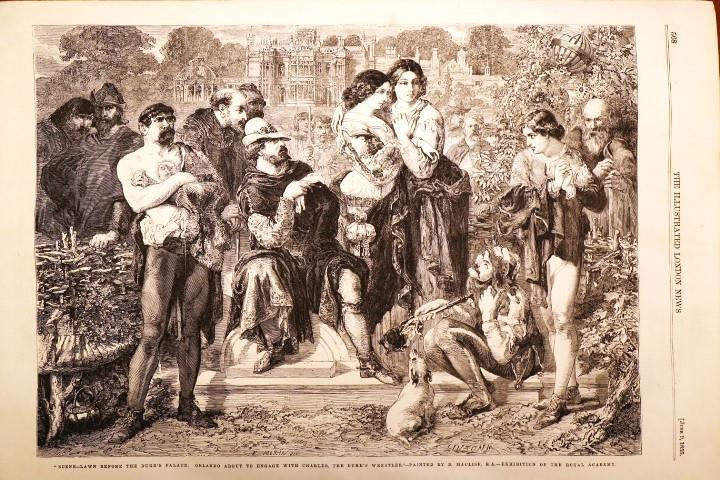 1855 ILLUSTRATED LONDON NEWS ENGRAVING-ORLANDO ABOUT TO ENGAGE WITH CHARLES