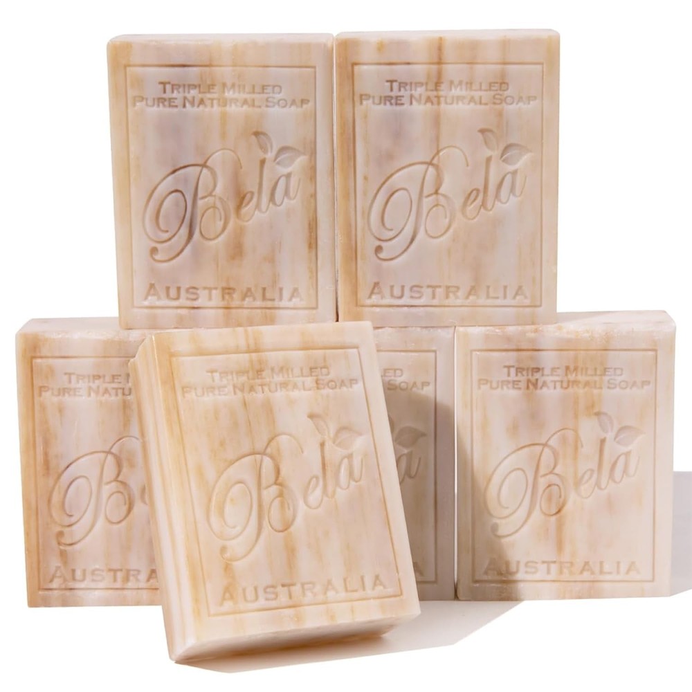 BELA Organic Sandalwood Shea Butter Soap 3.3oz - Pack of 6 Bars