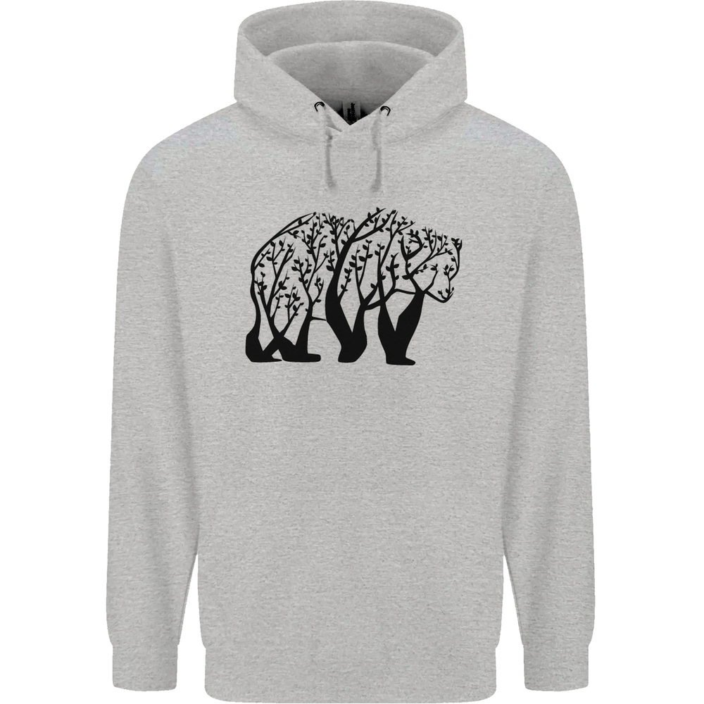 Bear Tree Animal Ecology Mens 80% Cotton Hoodie