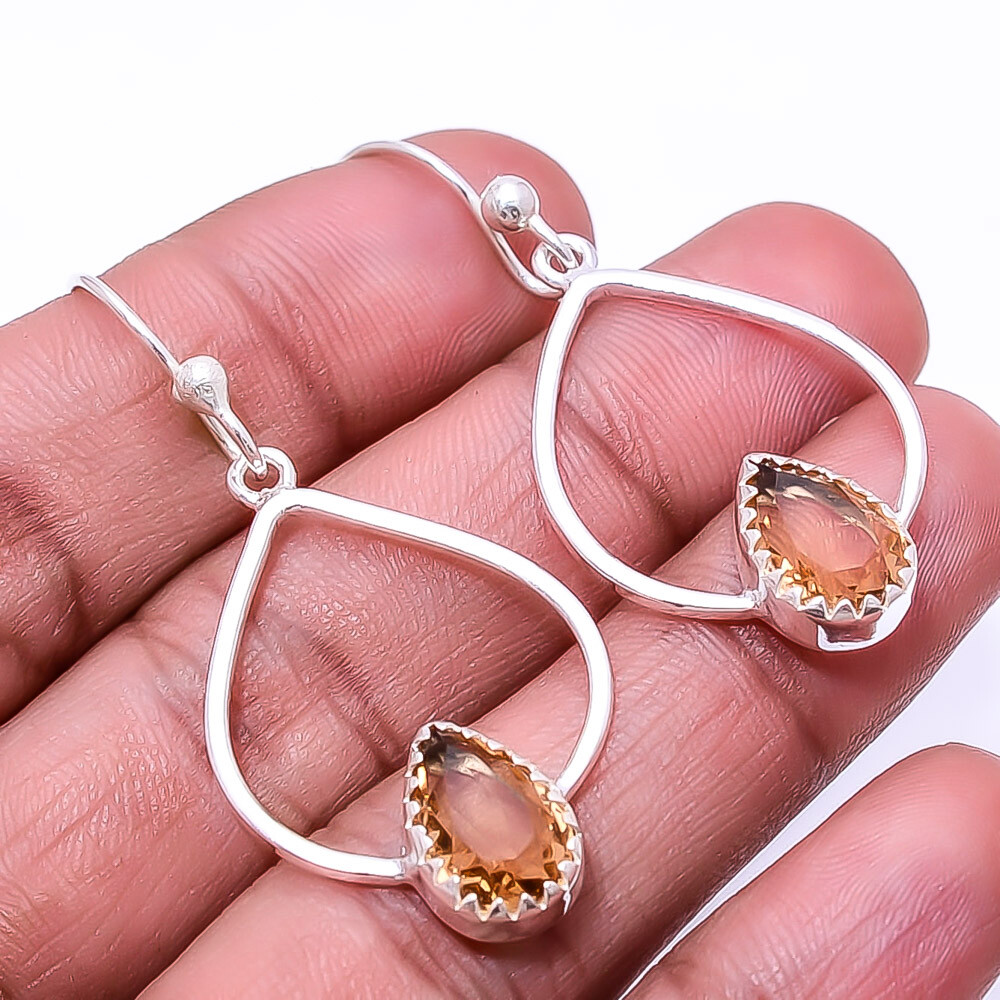 Morganite Designer Handmade 925 Sterling Silver Earring 1.95