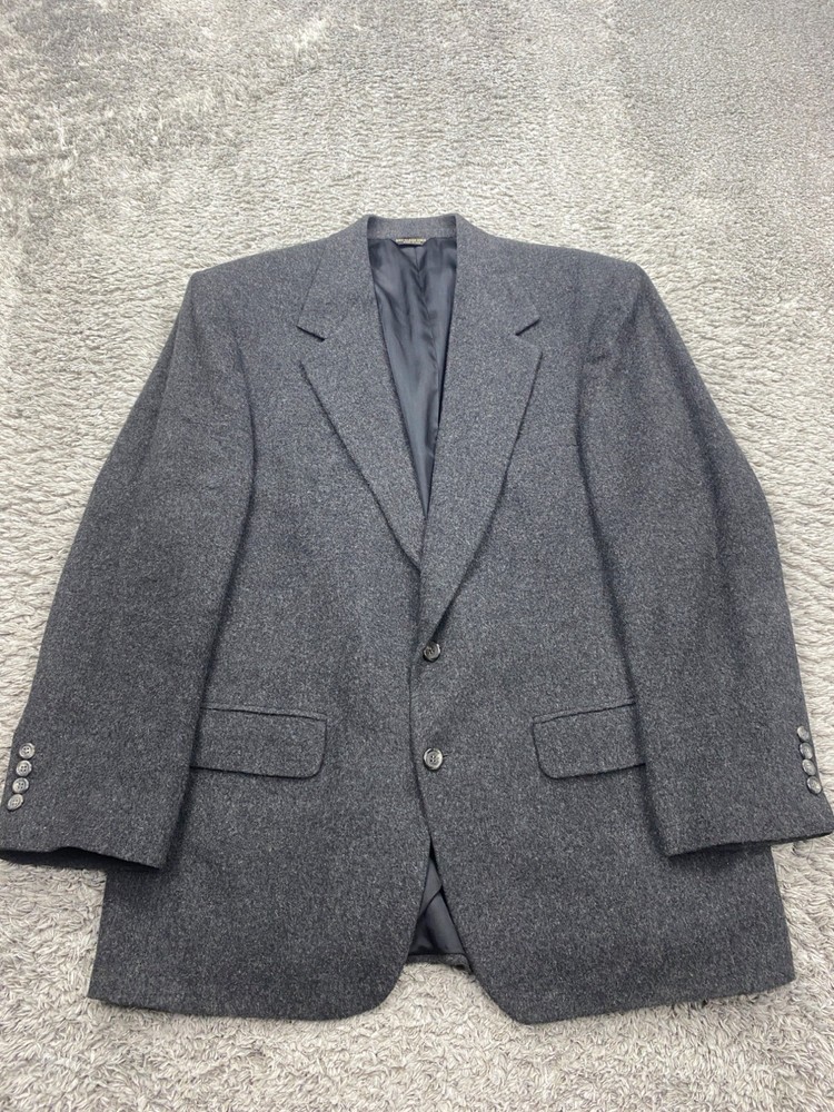 Vtg Camel Hair Blazer Men 44R Heather Gray Wool Tweed Sports Coat Jacket USA Y2K